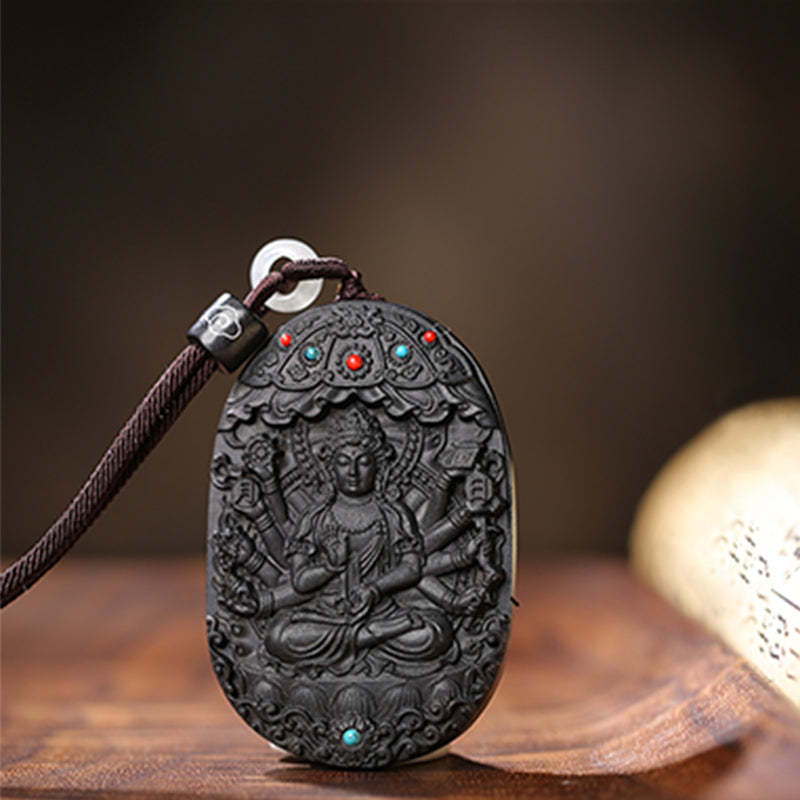 Chinese Zodiac Natal mystic zen Agarwood Om Mani Padme Hum Lotus Peace Necklace Pendant