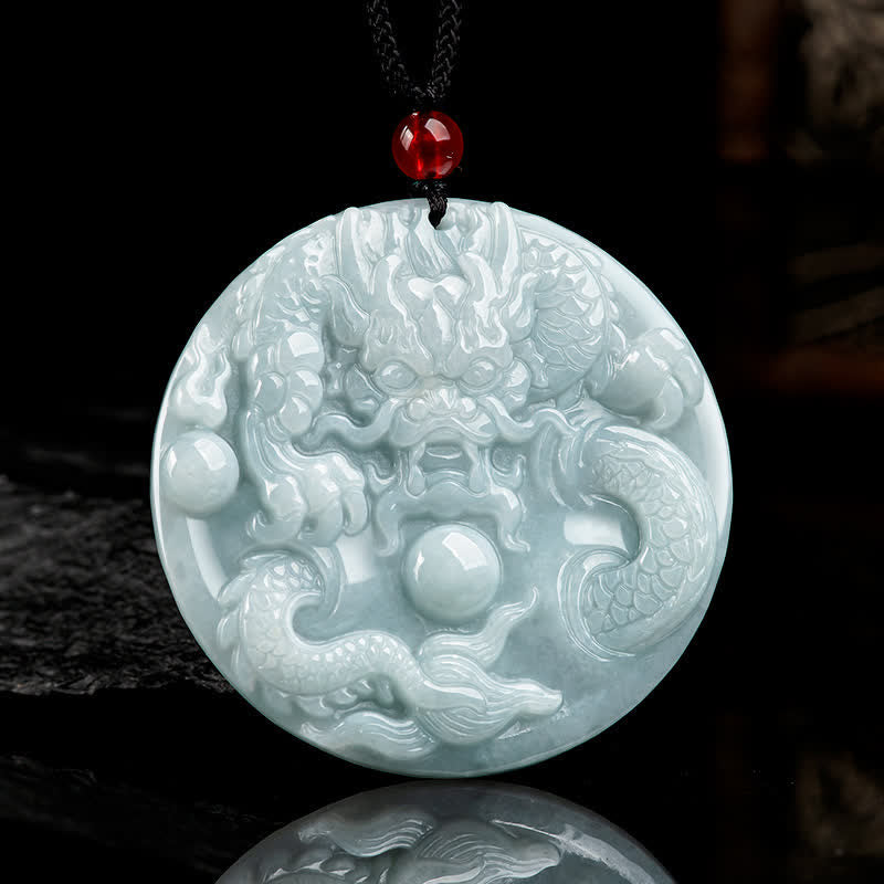 ???A Flash Sale-  Chinese Zodiac Dragon Jade Success Amulet String Necklace