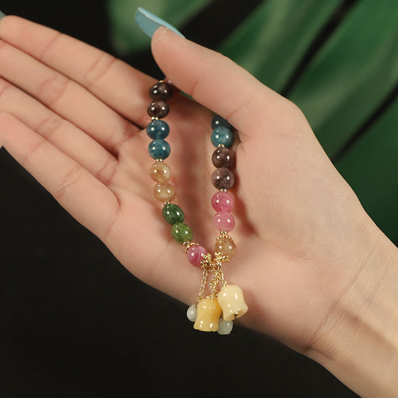 Natural Colorful Tourmaline Flower Bead Love Bracelet