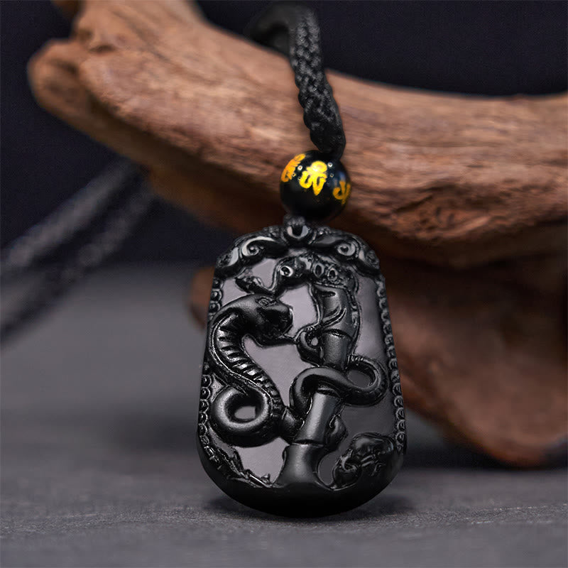 Chinese Zodiac Obsidian Purification Fulfilment Necklace Pendant
