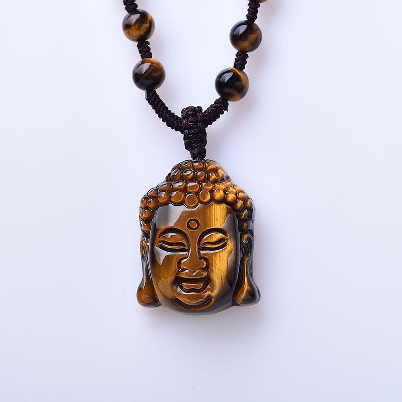 Tiger Eye String mystic zen Head Courage Necklace Pendant