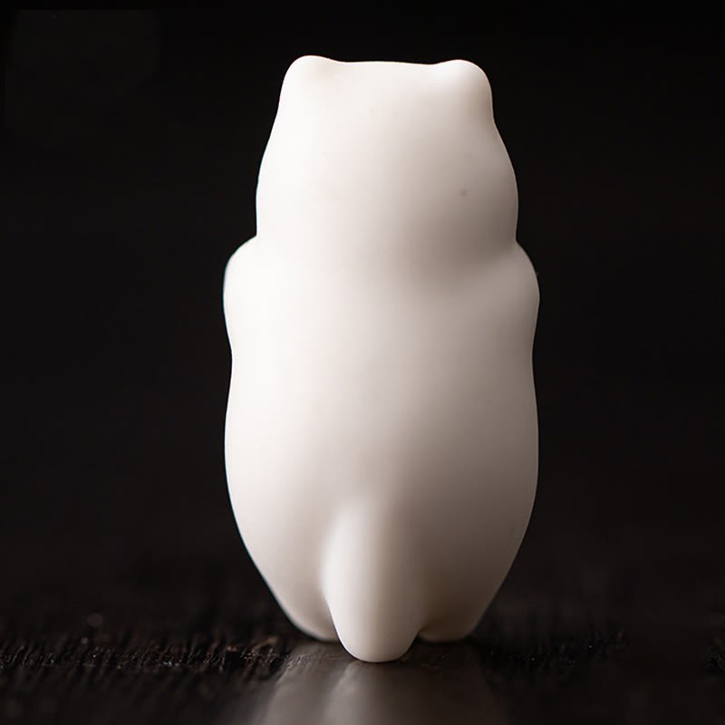 Mini Hanging White Cat Tea Pet Ceramic Home Desk Figurine Decoration