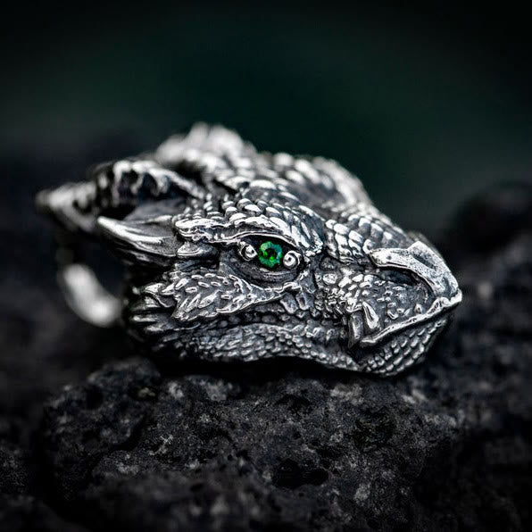 Pure Tin Dragon Head Luck Protection Metal Necklace Pendant