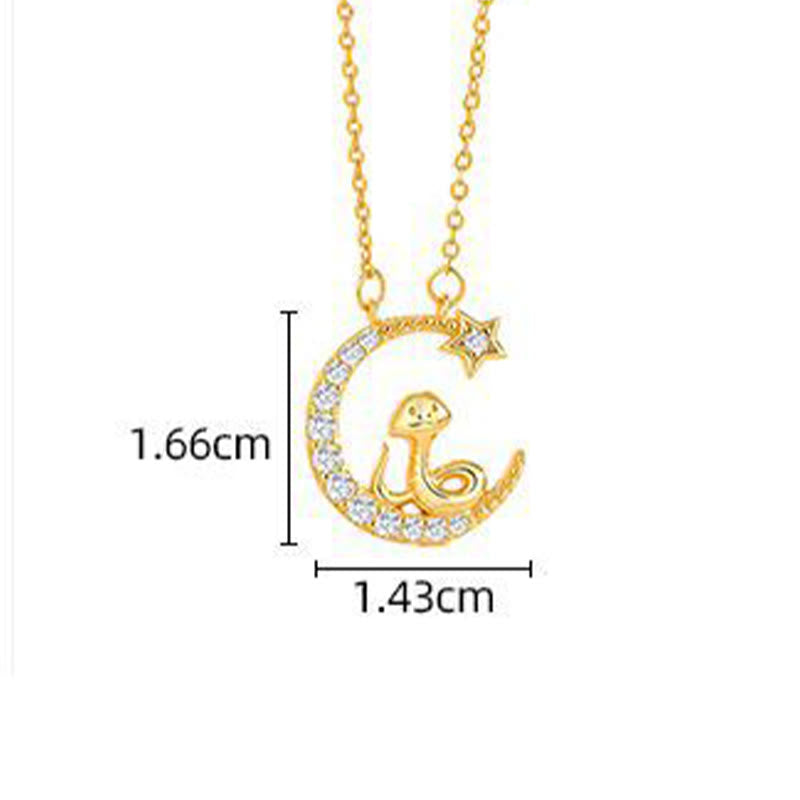 925 Sterling Silver Moon Snake Year Of The Snake Blessing Necklace Pendant