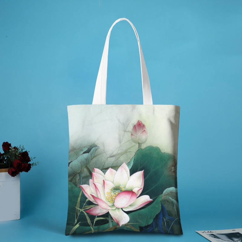 Lotus Shape Canvas Shoulder Bag