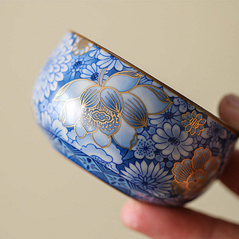 Lotus Chrysanthemum Plum Blossom Flower Teacup Kung Fu Tea Cup Teapot