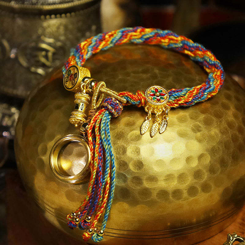 Tibetan Om Mani Padme Hum Dreamcatcher Luck Colorful Reincarnation Knot String Bracelet