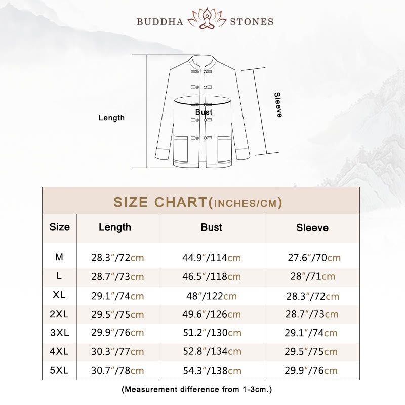 Frog-Button Chinese Tang Suit Stand Collar Long Shirt Corduroy Men Cotton Jacket Clothing