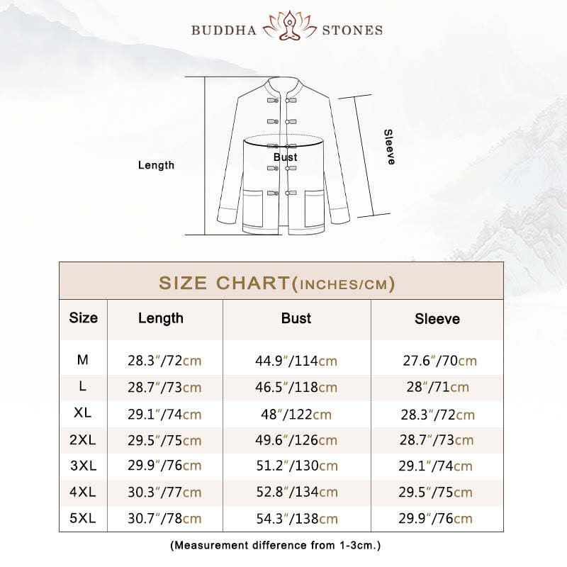 Frog-Button Chinese Tang Suit Stand Collar Long Shirt Corduroy Men Cotton Jacket Clothing