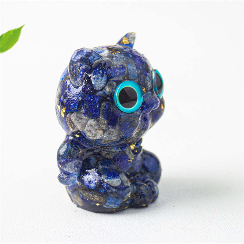 Cute Cat Lazurite Amethyst Black Obsidian Aquamarine Crystal Resin Positive Home Decoration