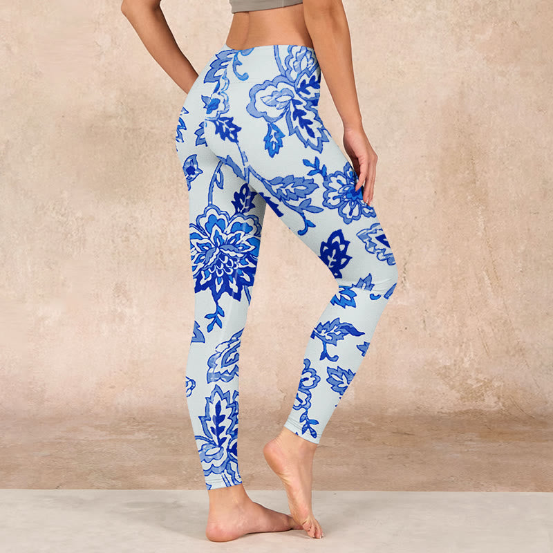 Flowers Print Gym Leggings Women's Yoga Pants