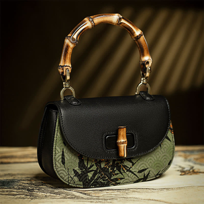 Curve Bamboo Handle Xiangyunsha Silk Crossbody Bag Hangbags