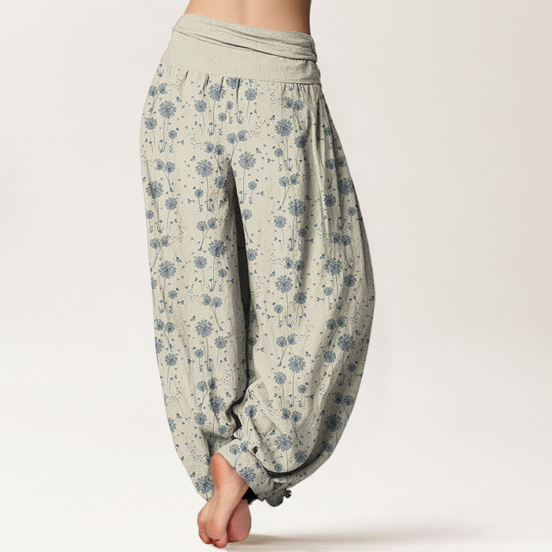 Dandelion Totem Pattern Women's Elastic Waist Harem Pants
