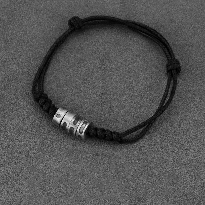 999 Sterling Silver Morse Code Wax Rope Blessing Bracelet
