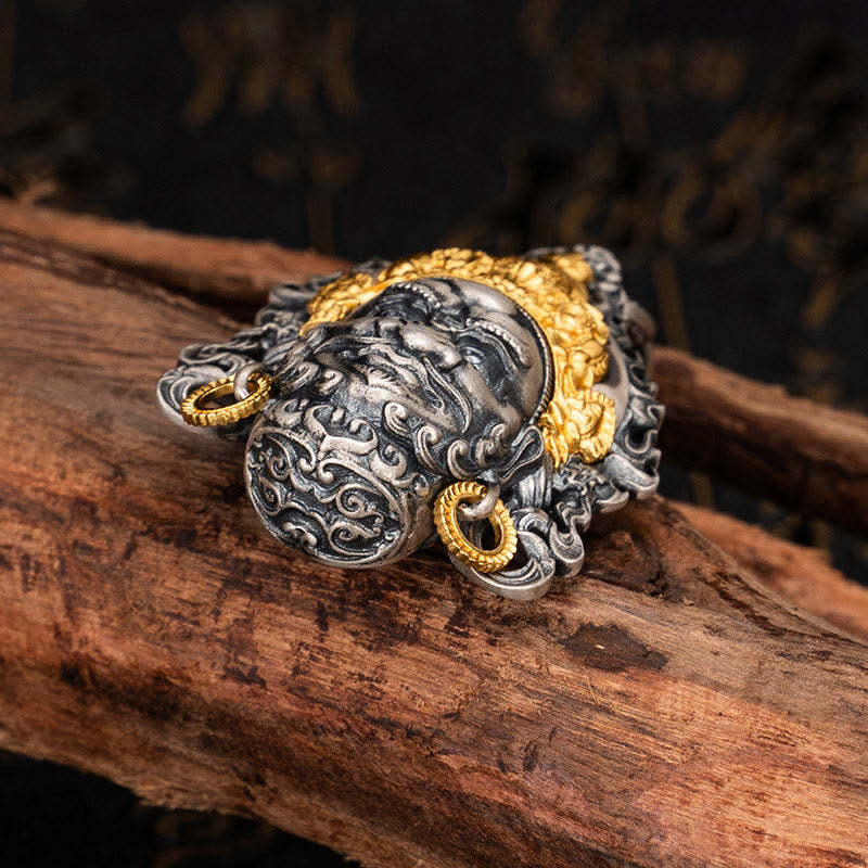 925 Sterling Silver Tibetan Yellow Jambhala God of Wealth Protection Necklace Pendant