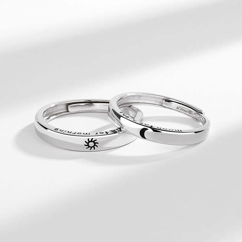 925 Sterling Silver Sun Moon Protection Adjustable Couple Ring