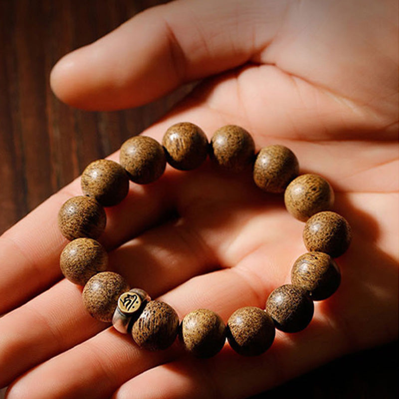 Chinese Zodiac Natal mystic zen Natural Agarwood Silver Peace Calm Bracelet