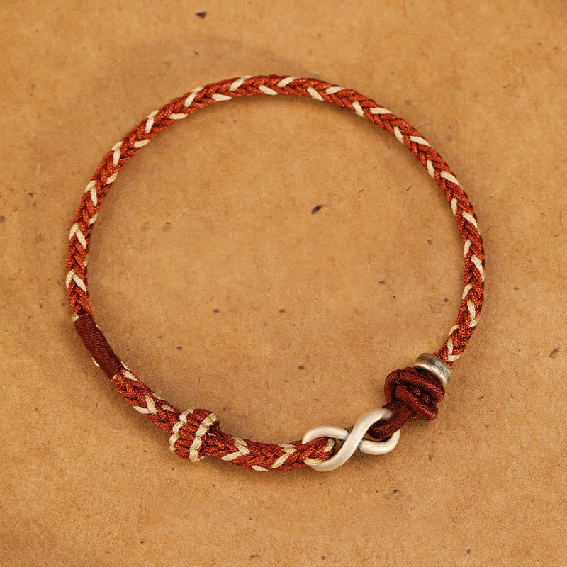 Handmade 999 Sterling Silver Endless Knot Infinity Symbol Luck?Rope Bracelet
