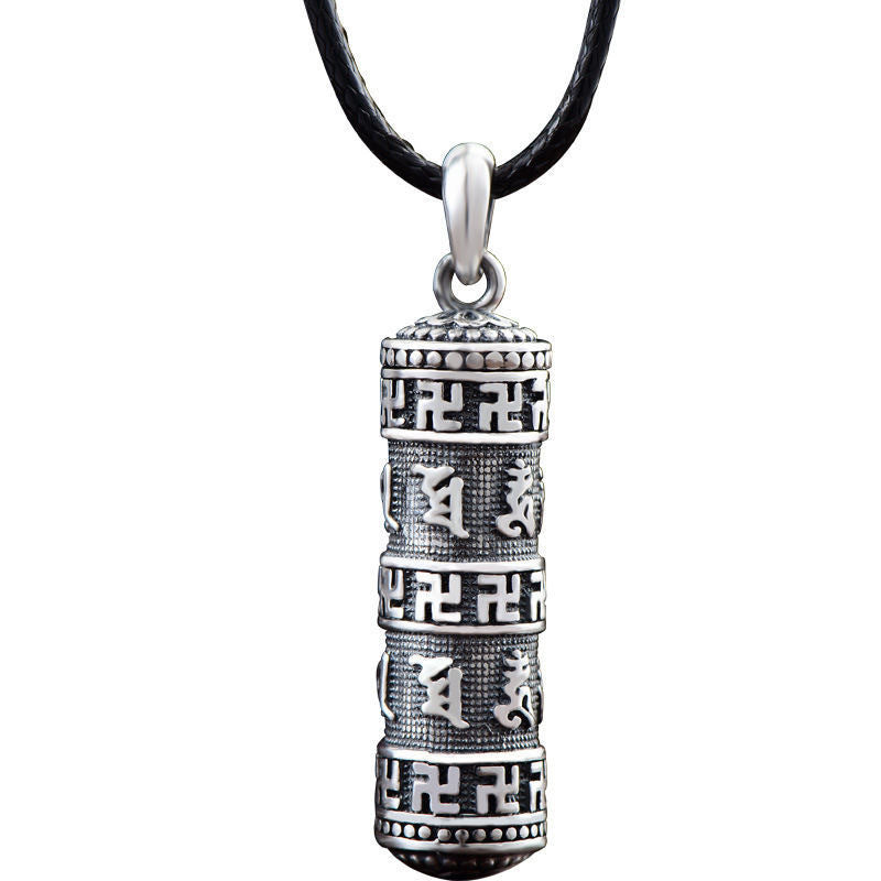 Tibetan Om Mani Padme Hum mystic zen Swastika Luck Necklace Pendant