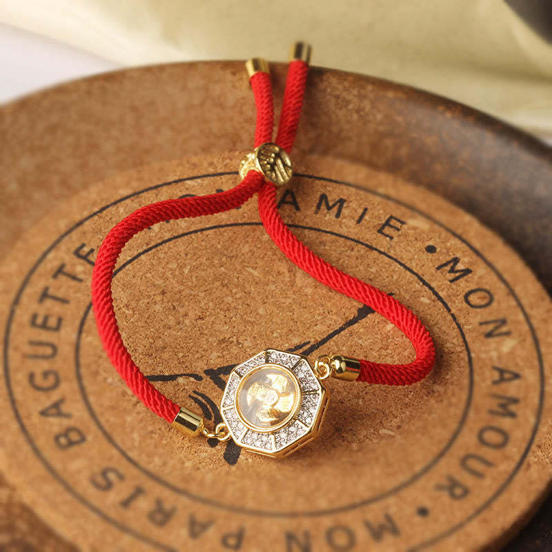 Copper Brass Rotatable Windmill Feng Sheng Shui Qi Red String Faith Braided Bracelet