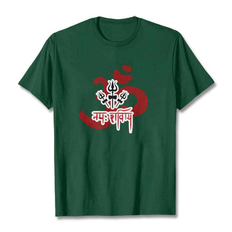 OM NAMAH SHIVAYA Three Small Tridents Cotton Tee T-shirt