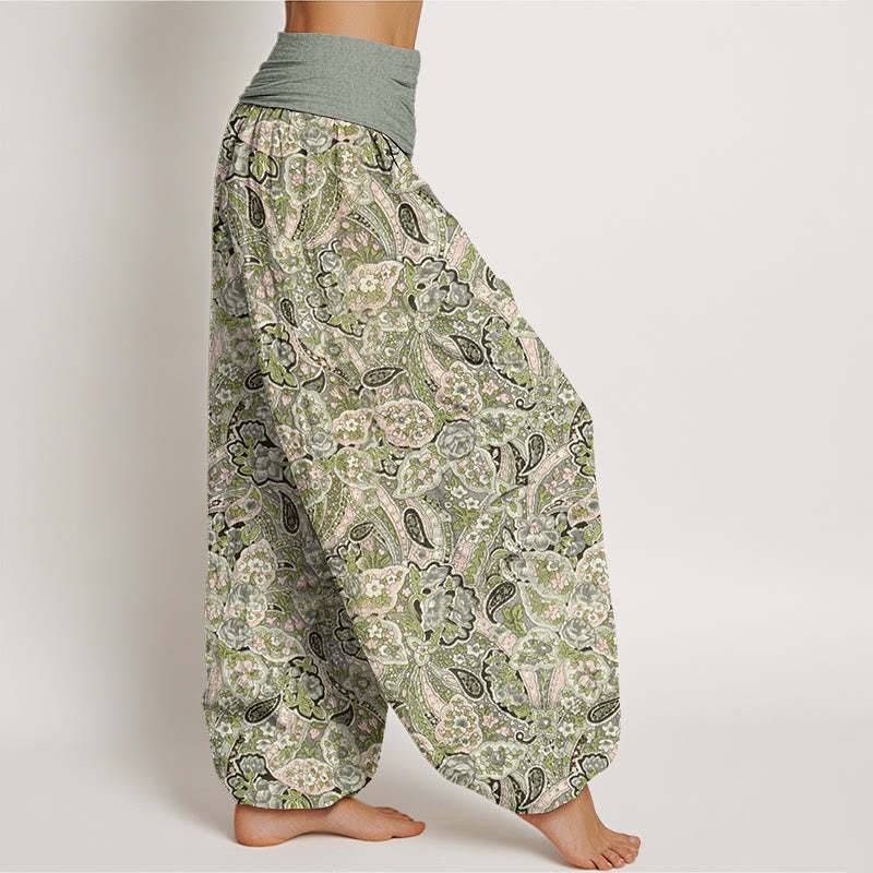 Casual Cashew Flower Design Women's Elastic Waist Harem Pants