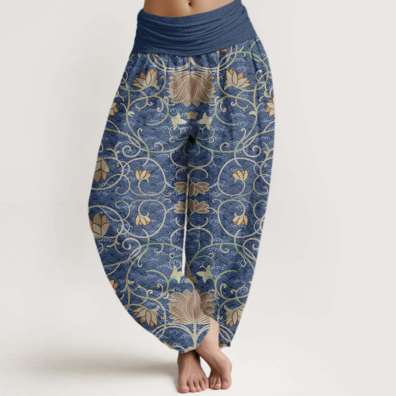 Lotus Pattern Women's Elastic Waist Harem Pants