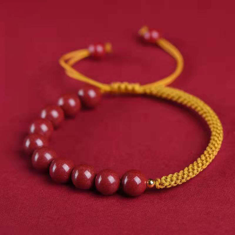 Natural Cinnabar King Kong Knot Blessing String Bracelet
