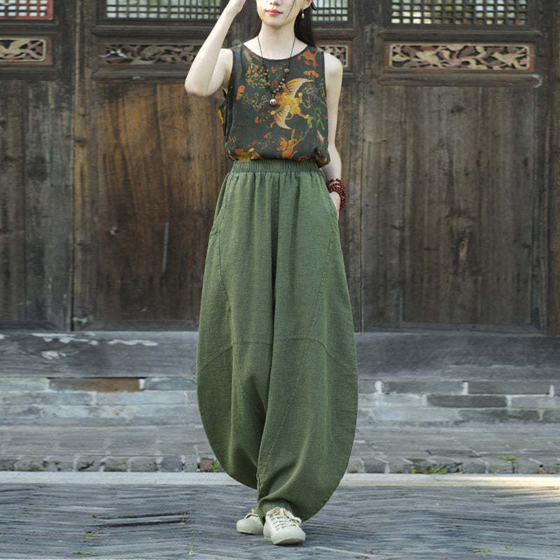 Cotton Linen Pants Harem Trousers Loose Zen Yoga Tai Chi Women's Pants