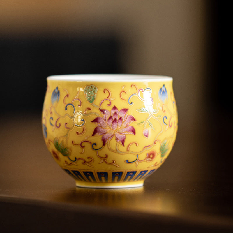 Lotus Flower Pod Pattern Ceramic Teacup Kung Fu Tea Cup 80ml