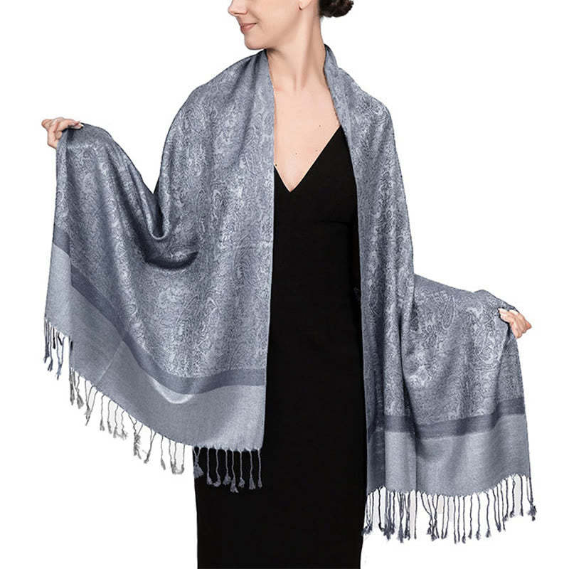 Tibetan Cashew Jacquard Tassels Shawl Spring Fall Winter Warm Cozy Scarf Wrap