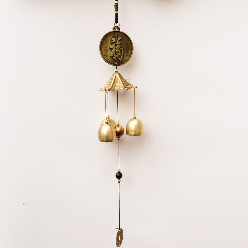 Blessing Letter Elephant Bagua Auspicious Coin Wall Hanging Chime Bell Handmade Home Decoration