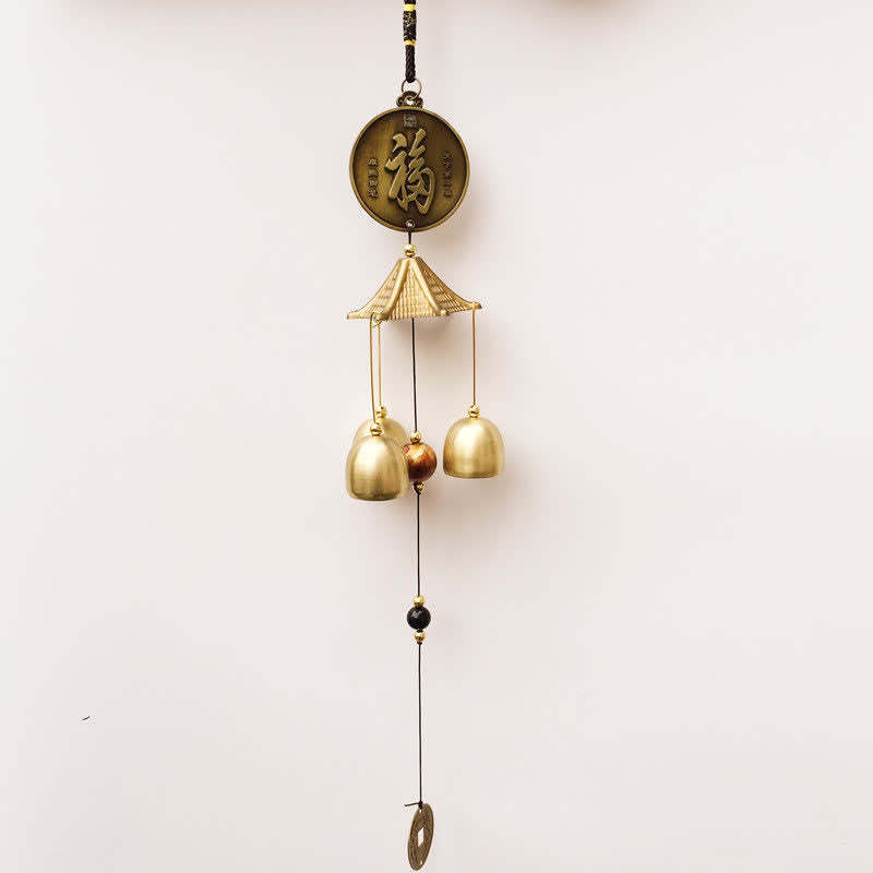 Blessing Letter Elephant Bagua Auspicious Coin Wall Hanging Chime Bell Handmade Home Decoration