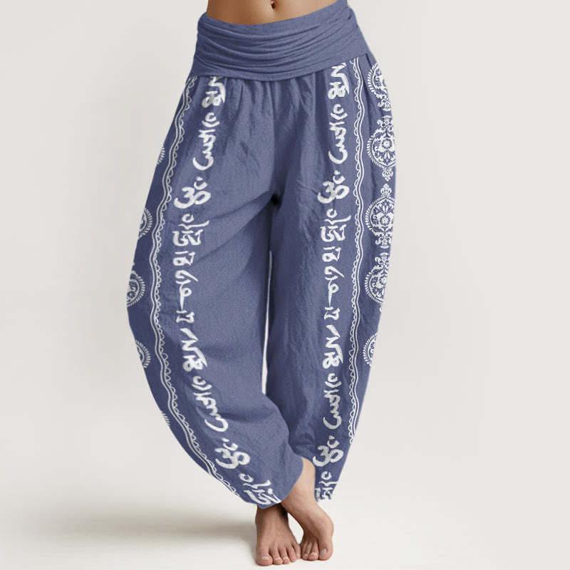 Mandala Om Mani Padme Hum Women's Elastic Waist Harem Pants