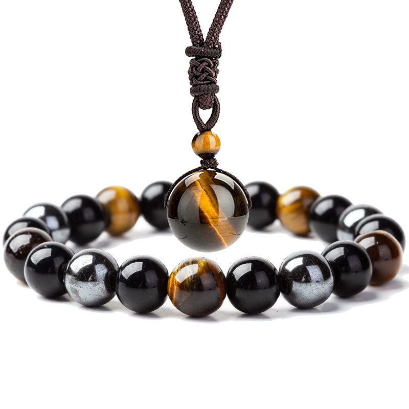 Tibetan Tiger's Eye Bracelet Necklace Set