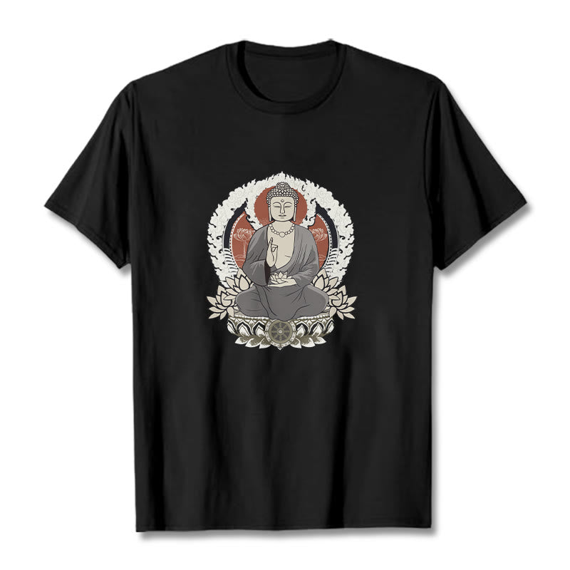 Meditating mystic zen Sitting With Lotus Pattern Tee T-shirt