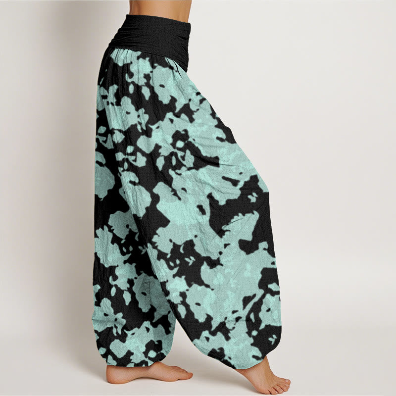Casual Abstract Camouflage Pattern Women's Elastic Waist Harem Pants