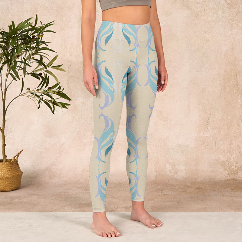 Blue Purple Green Lines Gym Leggings Women's Yoga Pants