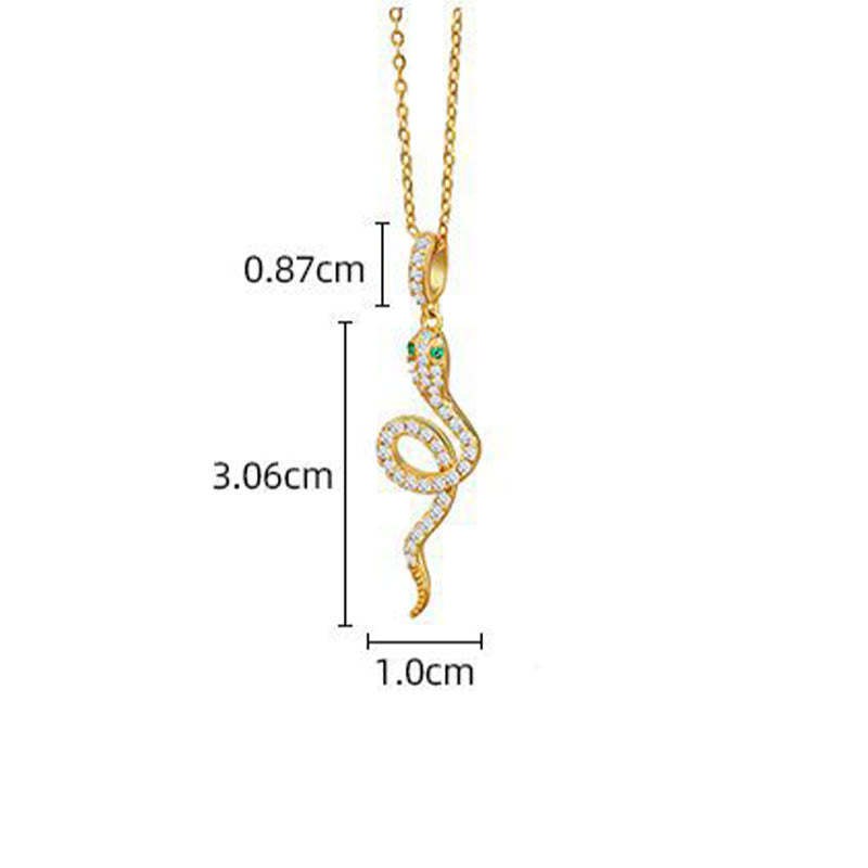 925 Sterling Silver Year Of The Snake Green-eyed Snake Blessing Protection Necklace Pendant
