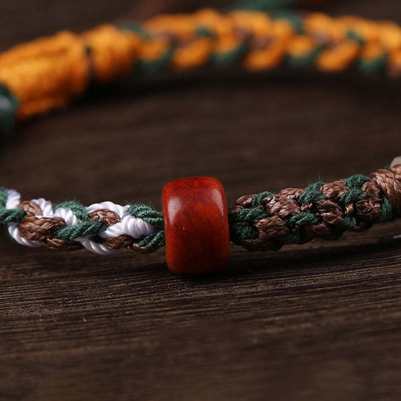 Handmade Tibetan Silver 925 Sterling Silver Zakiram Goddess of Wealth Camel Bone Protection Braided Bracelet