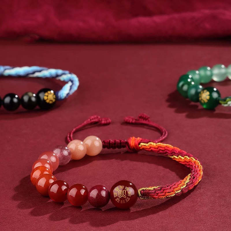 Purple Phantom Red Hematoid Quartz Green Rutilated Quartz Copper Love Forgive Bracelet