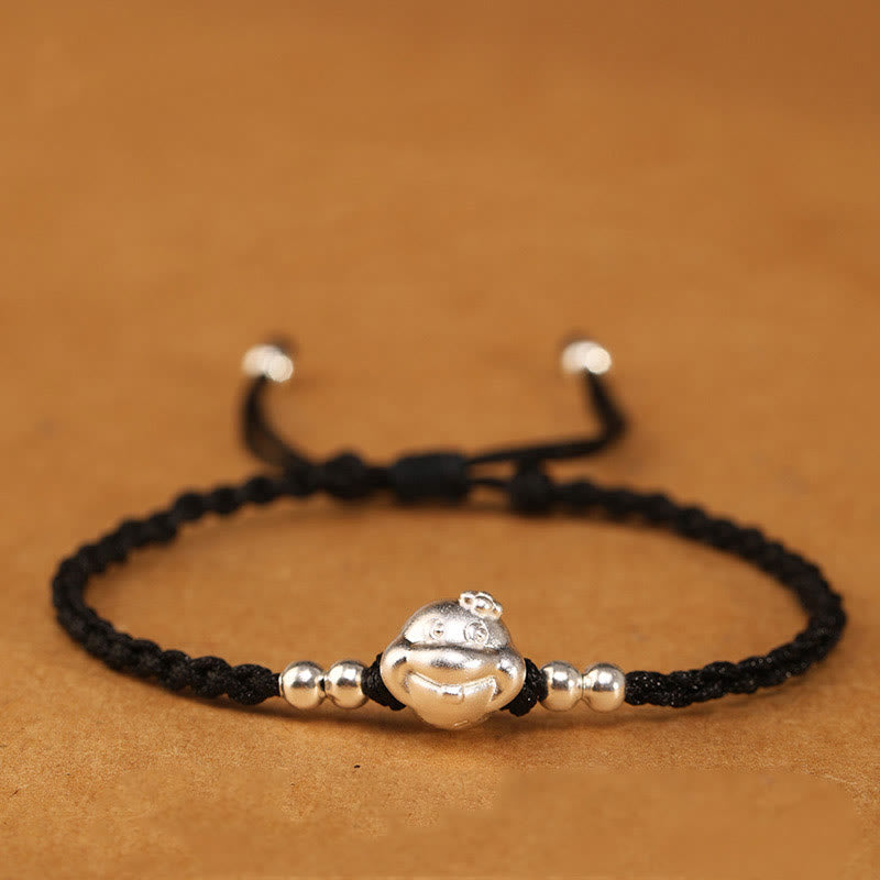 Red String 999 Sterling Silver Snake Head Year of the Snake Luck Bracelet