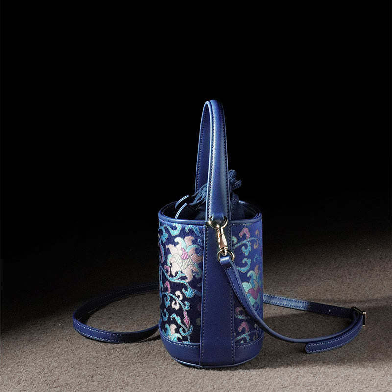 Retro Lotus Entwined Branches Song Brocade Crossbody Bag Hangbags