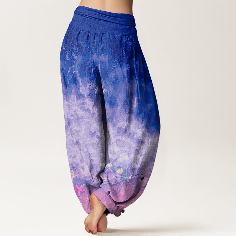 Vast Ocean Pattern Women's Elastic Waist Harem Pants
