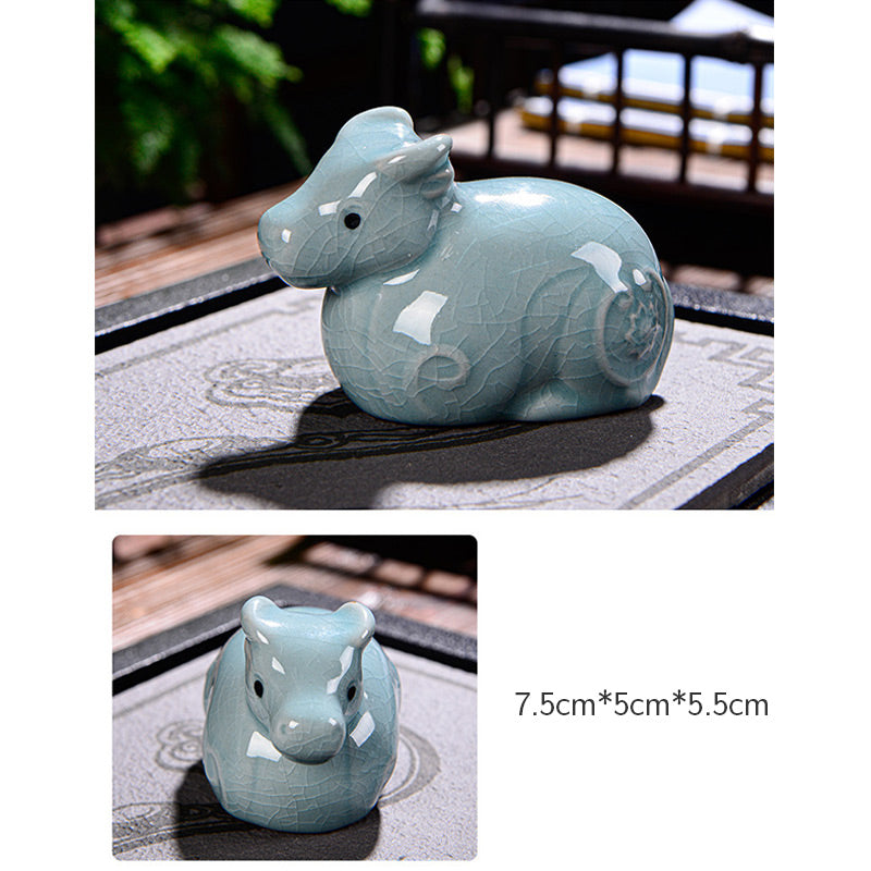 Chinese Zodiac Wealth Ceramic Tea Pet Home Figurine Decoration