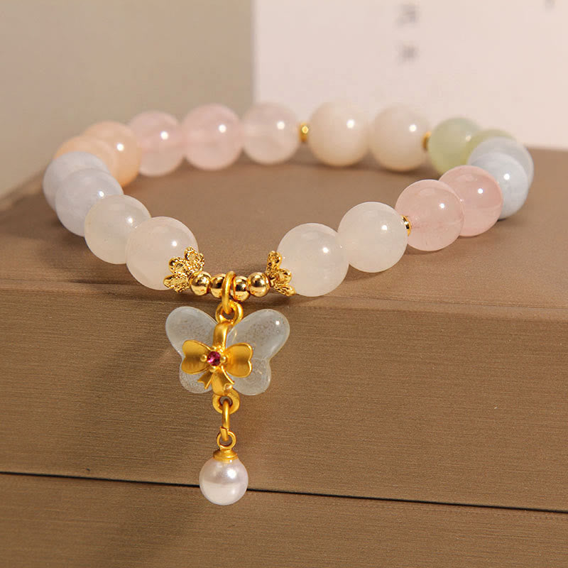 Natural Morganite Confidence Butterfly Charm Bracelet