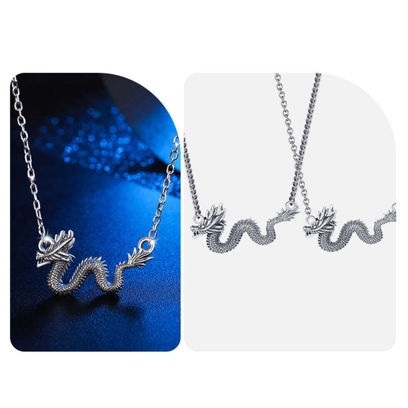 925 Sterling Silver Year Of The Dragon Auspicious Dragon Protection Chain Necklace Pendant(Extra 30% Off | USE CODE: FS30)