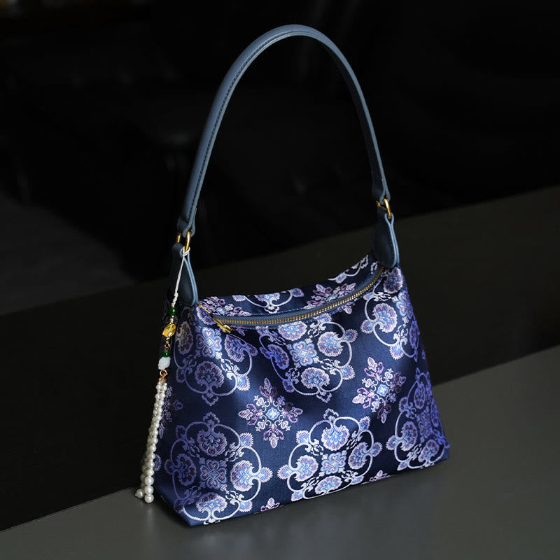 Lotus Bamboo Crane Deer Butterfly Mountain Xiangyunsha Silk Song Brocade Crossbody Bag Shoulder Bag