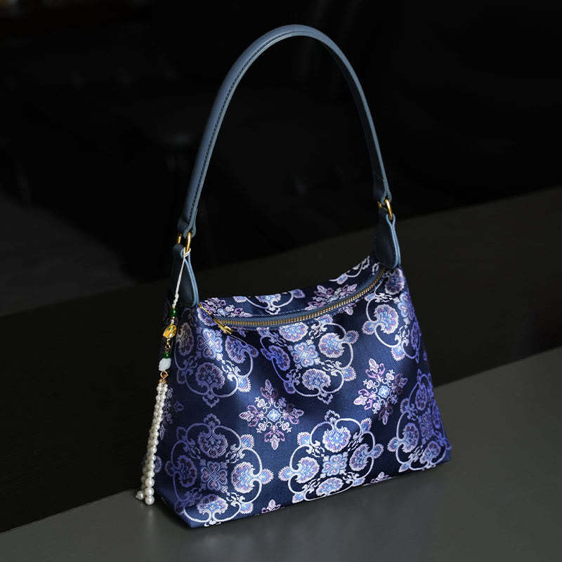 Lotus Bamboo Crane Deer Butterfly Mountain Xiangyunsha Silk Song Brocade Crossbody Bag Shoulder Bag