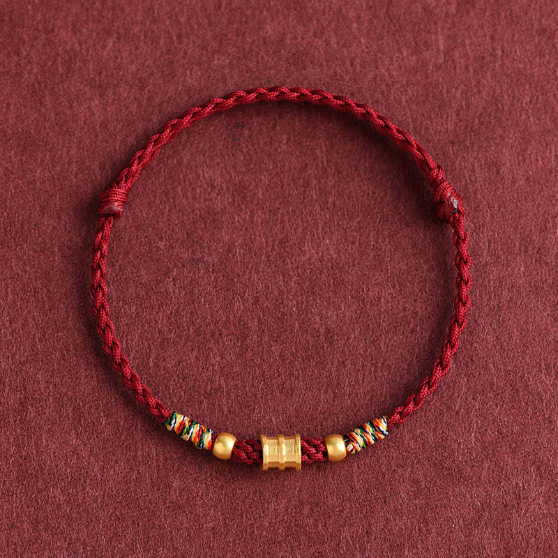 999 Gold Small Bucket Shape Design Handmade Luck?Braided Rope Bracelet Anklet